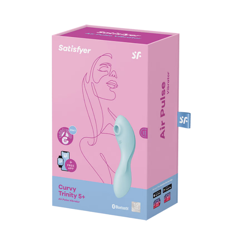 Satisfyer Curvy Trinity 5 App Control Vibrator Stimulator - Blue  - Club X