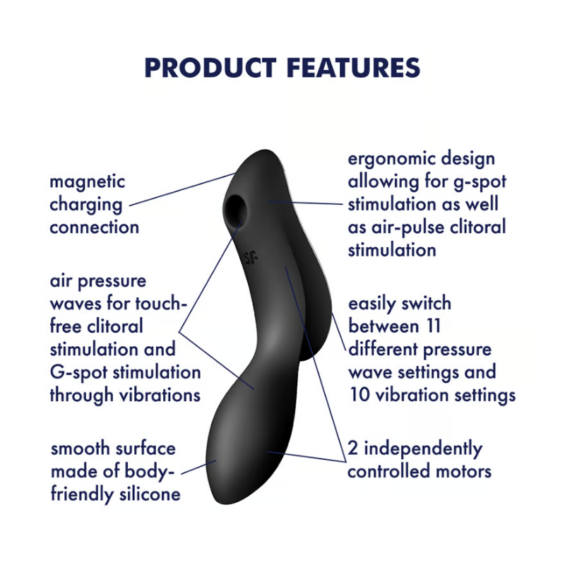 Satisfyer Curvy Trinity 2 Vibrator - Black  - Club X