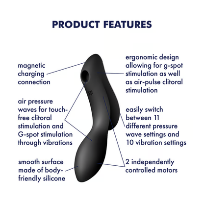 Satisfyer Curvy Trinity 2 Vibrator - Black  - Club X