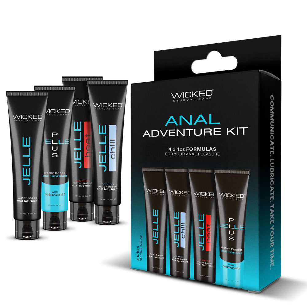 Wicked ANAL ADVENTURE KIT - Mixed Jelle Anal Lubricants 30 ml Bottles - 4 Pack Wicked