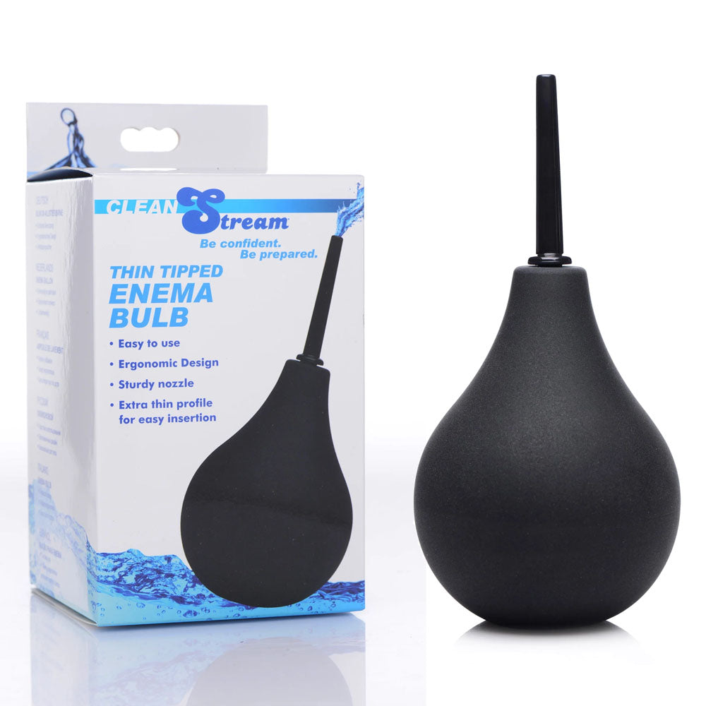 CleanStream Thin Tip Silicone Enema Bulb - Black Unisex Douche XR Brands