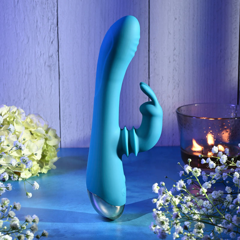 Adam & Eve SHIMMY & SHAKE VELVET RABBIT - Blue 22.4 cm USB Rechargeable Rabbit Vibrator Adam & Eve