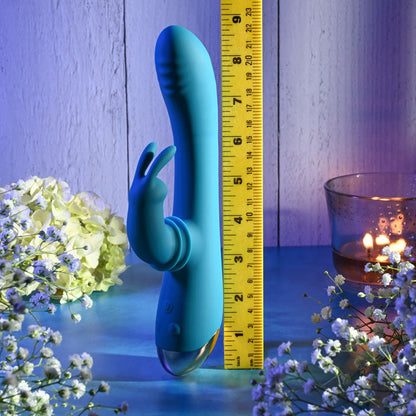 Adam & Eve SHIMMY & SHAKE VELVET RABBIT - Blue 22.4 cm USB Rechargeable Rabbit Vibrator Adam & Eve