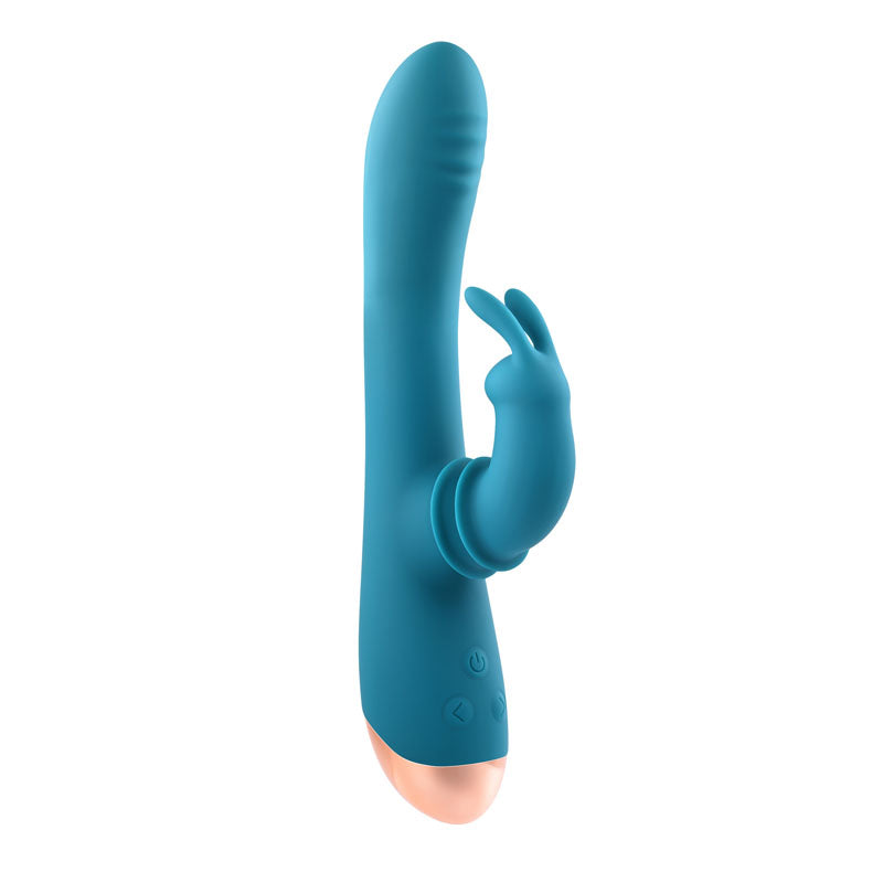 Adam & Eve SHIMMY & SHAKE VELVET RABBIT - Blue 22.4 cm USB Rechargeable Rabbit Vibrator Adam & Eve