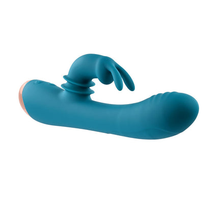 Adam & Eve SHIMMY & SHAKE VELVET RABBIT - Blue 22.4 cm USB Rechargeable Rabbit Vibrator Adam & Eve