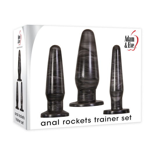 Adam & Eve ANAL ROCKETS TRAINER SET - Black Butt Plugs - Set of 3 Sizes Black - Club X