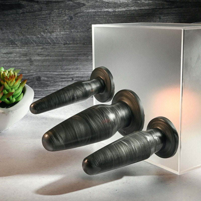 Adam & Eve ANAL ROCKETS TRAINER SET - Black Butt Plugs - Set of 3 Sizes Adam & Eve