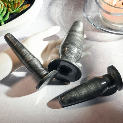Adam & Eve ANAL ROCKETS TRAINER SET - Black Butt Plugs - Set of 3 Sizes Adam & Eve