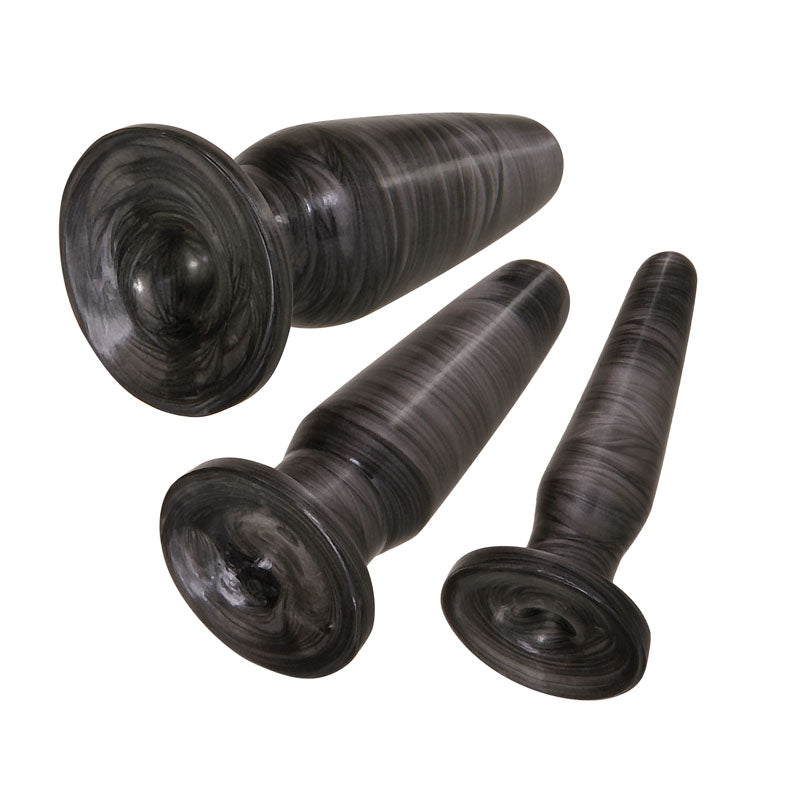 Adam & Eve ANAL ROCKETS TRAINER SET - Black Butt Plugs - Set of 3 Sizes Adam & Eve