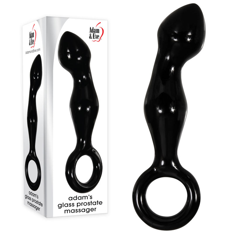 Adam & Eve ADAMS GLASS PROSTATE MASSAGER - Black Glass 16.6 cm Prostate Massager Adam & Eve