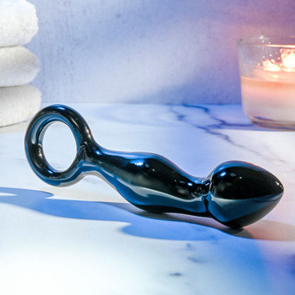 Adam & Eve ADAMS GLASS PROSTATE MASSAGER - Black Glass 16.6 cm Prostate Massager Adam & Eve