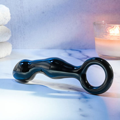 Adam & Eve ADAMS GLASS PROSTATE MASSAGER - Black Glass 16.6 cm Prostate Massager Adam & Eve