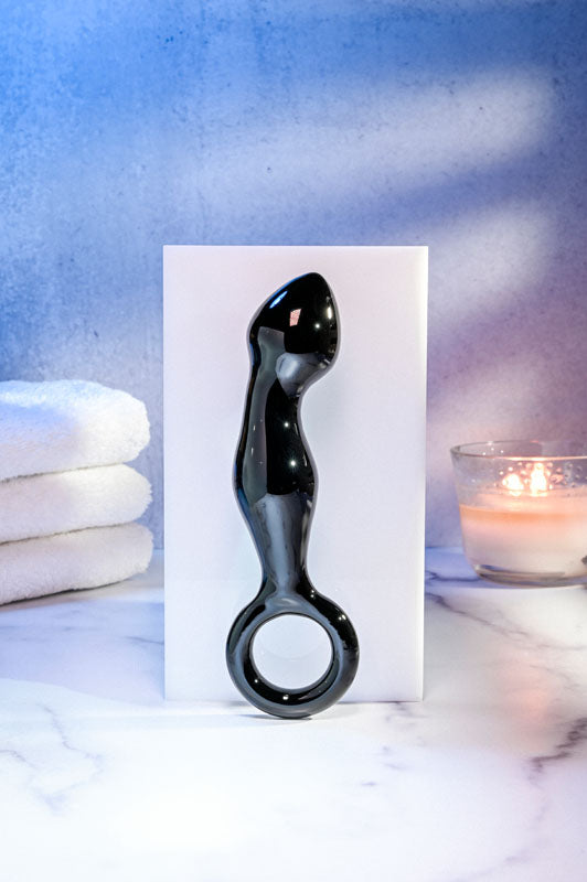 Adam & Eve ADAMS GLASS PROSTATE MASSAGER - Black Glass 16.6 cm Prostate Massager Adam & Eve