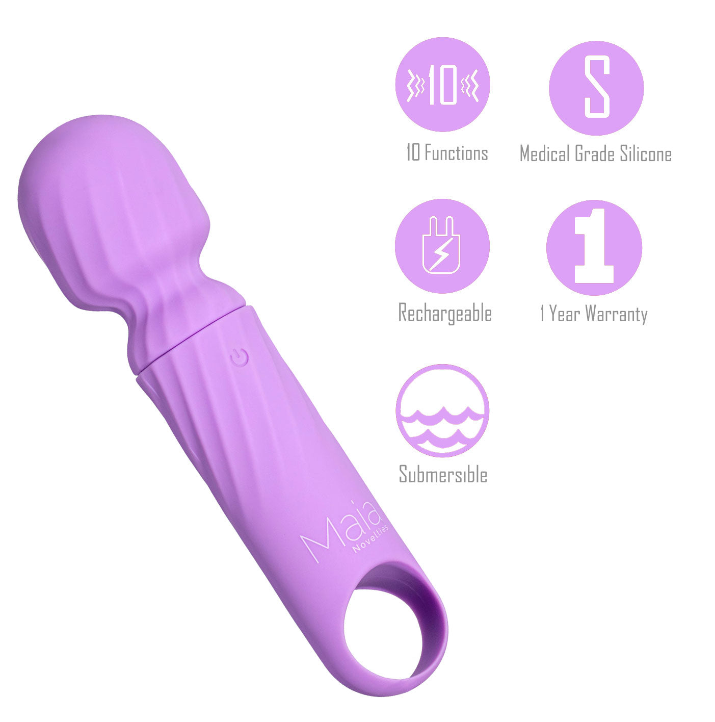 Maia DOLLY - Purple - Purple 12.7 cm USB Rechargeable Massage Wand Maia Toys