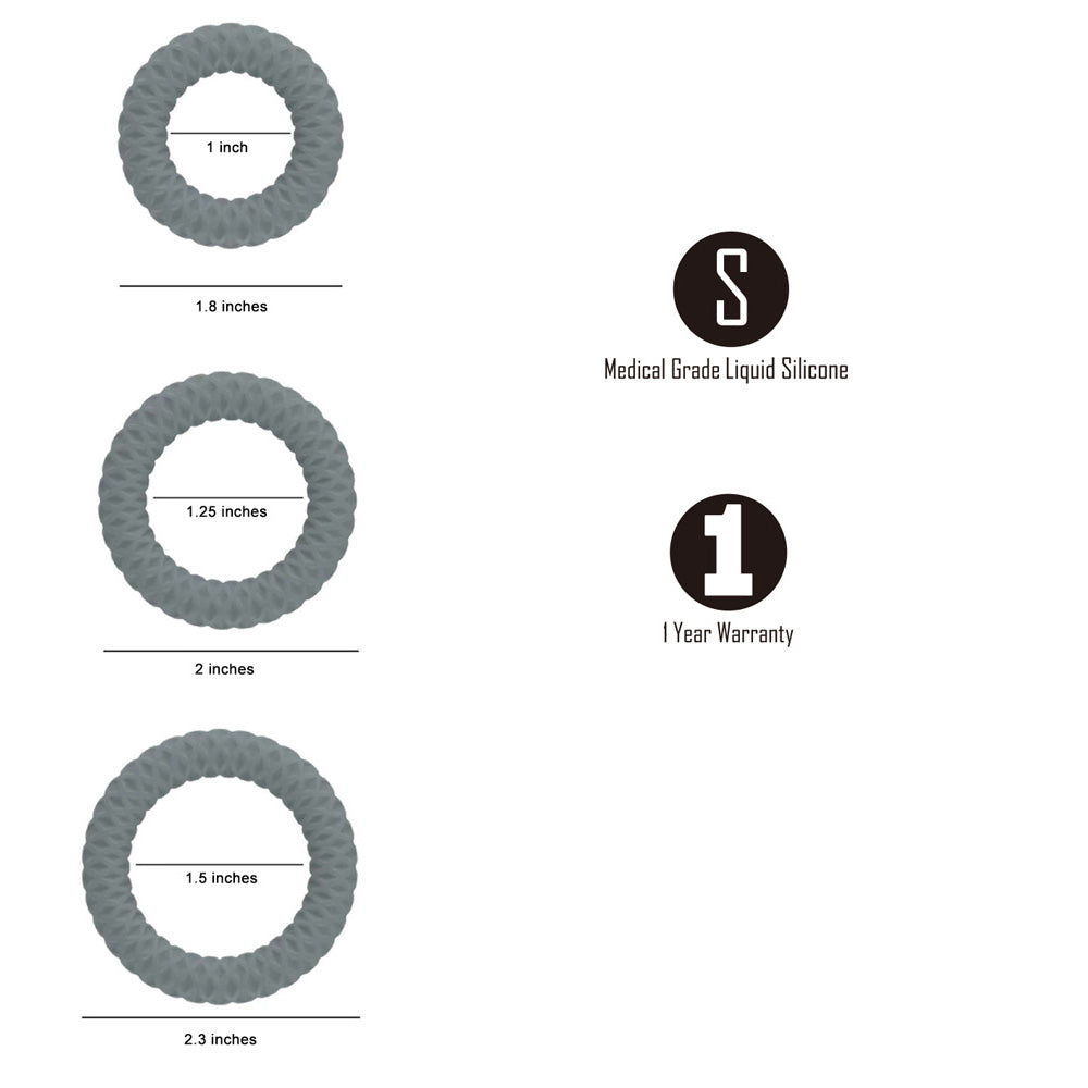 Maia ONYX - Grey Cock Ring Set - Set of 3 Sizes Maia Toys