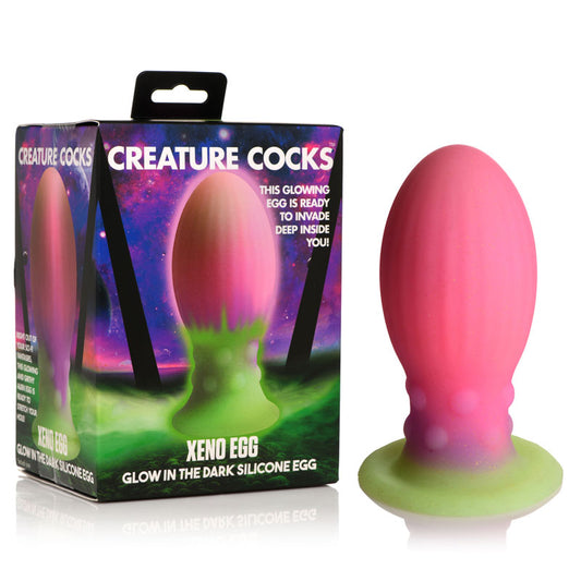Creature Cocks Xeno Egg - Glow in Dark Pink 13.3 cm Large Fantasy Plug Pink - Club X