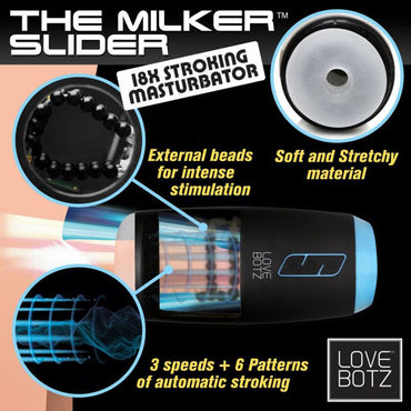 LoveBotz The Milker Slider 18X Stroking Masturbator - USB Rechargeable Stroking Masturbator XR Brands
