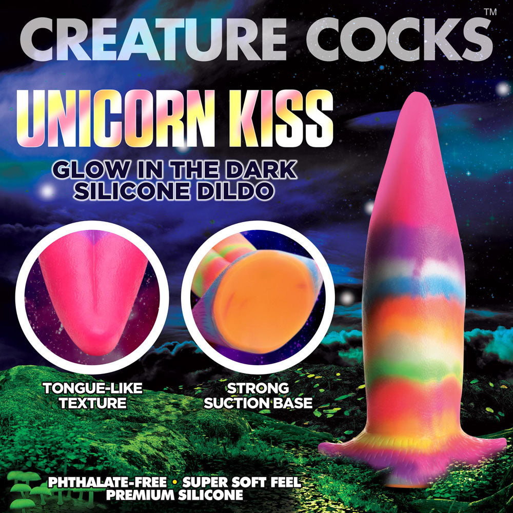 Creature Cocks Unicorn Kiss Silicone Dildo - Coloured 21.4 cm Fantasy Unicorn Tongue Dildo XR Brands