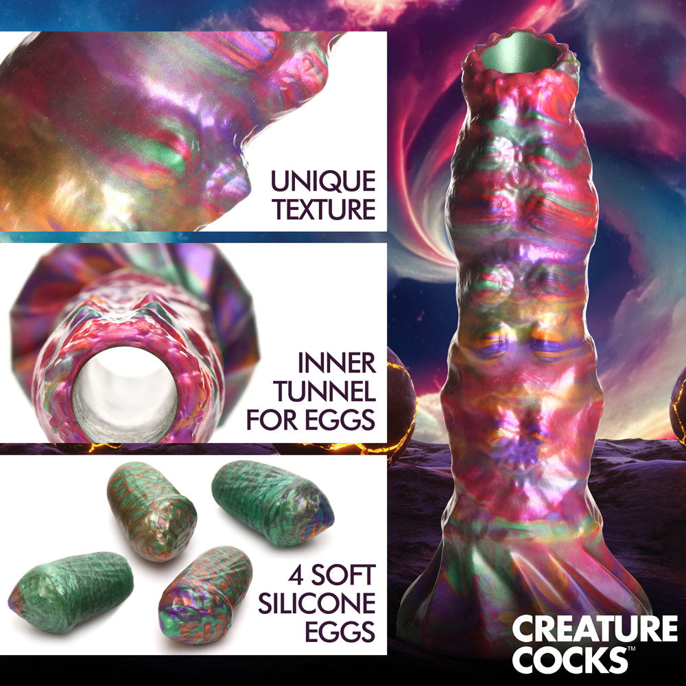 Creature Cocks Larva Silicone Dildo - Coloured 22.9 cm Fantasy Dildo with Eggs XR Brands