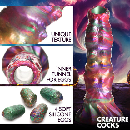 Creature Cocks Larva Silicone Dildo - Coloured 22.9 cm Fantasy Dildo with Eggs XR Brands