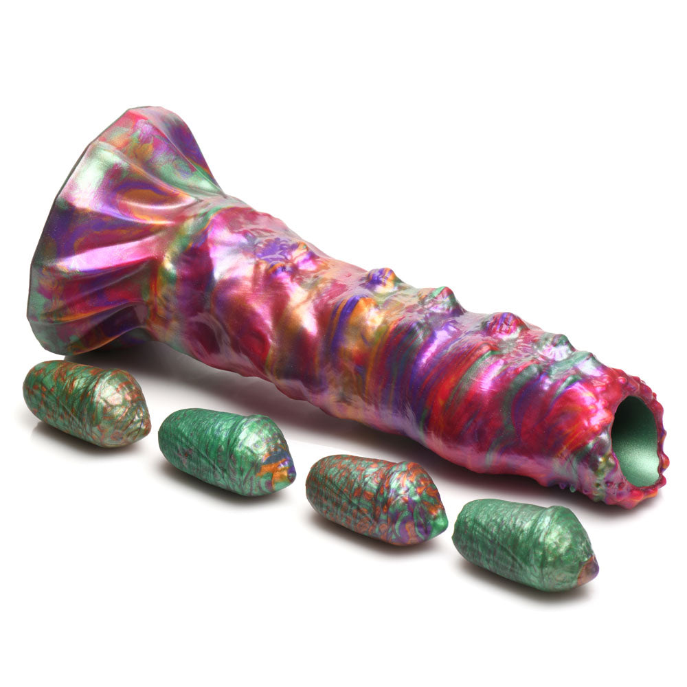 Creature Cocks Larva Silicone Dildo - Coloured 22.9 cm Fantasy Dildo with Eggs XR Brands