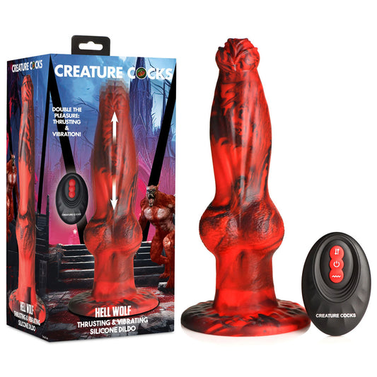 Creature Cocks Hell Wolf - Red 22 cm USB Rechargeable Thrusting Fantasy Dildo Red - Club X
