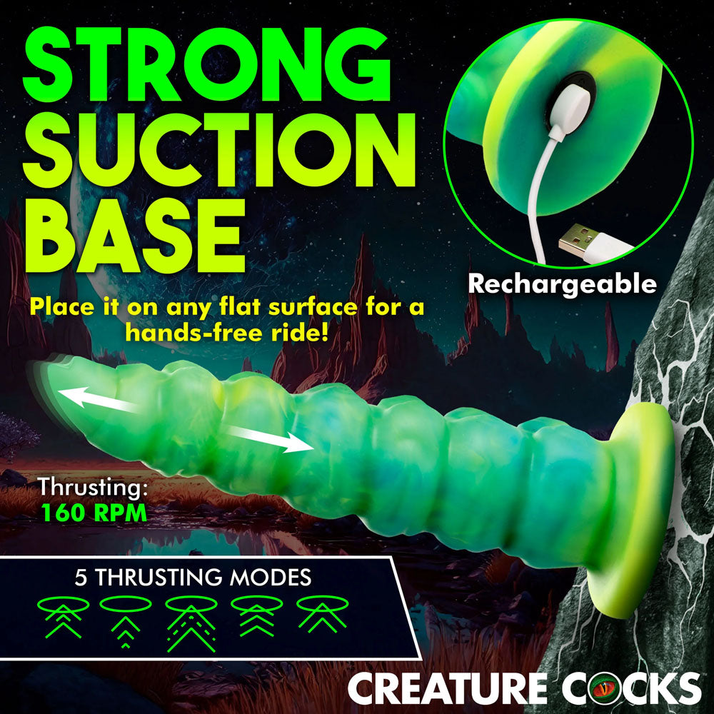Creature Cocks Squirmer - Green 22.3 cm USB Rechargeable Thrusting Fantasy Dildo XR Brands