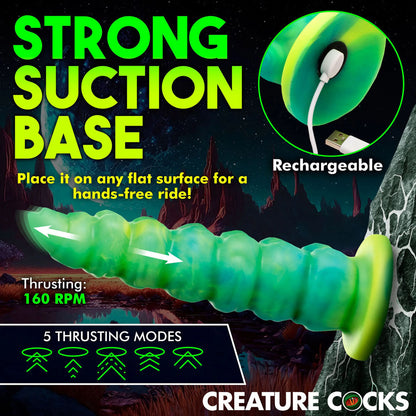 Creature Cocks Squirmer - Green 22.3 cm USB Rechargeable Thrusting Fantasy Dildo XR Brands