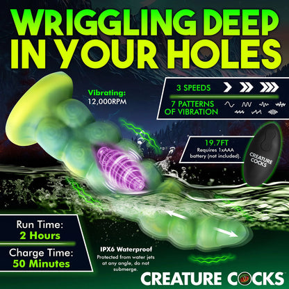 Creature Cocks Squirmer - Green 22.3 cm USB Rechargeable Thrusting Fantasy Dildo XR Brands