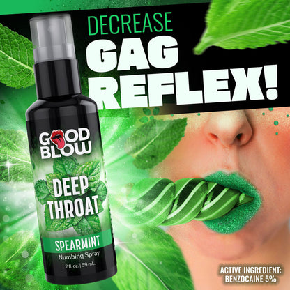 Good Blow Deep Throat Spray - Spearmint - Spearmint Flavoured Numbing Spray - 59 ml Spray XR Brands