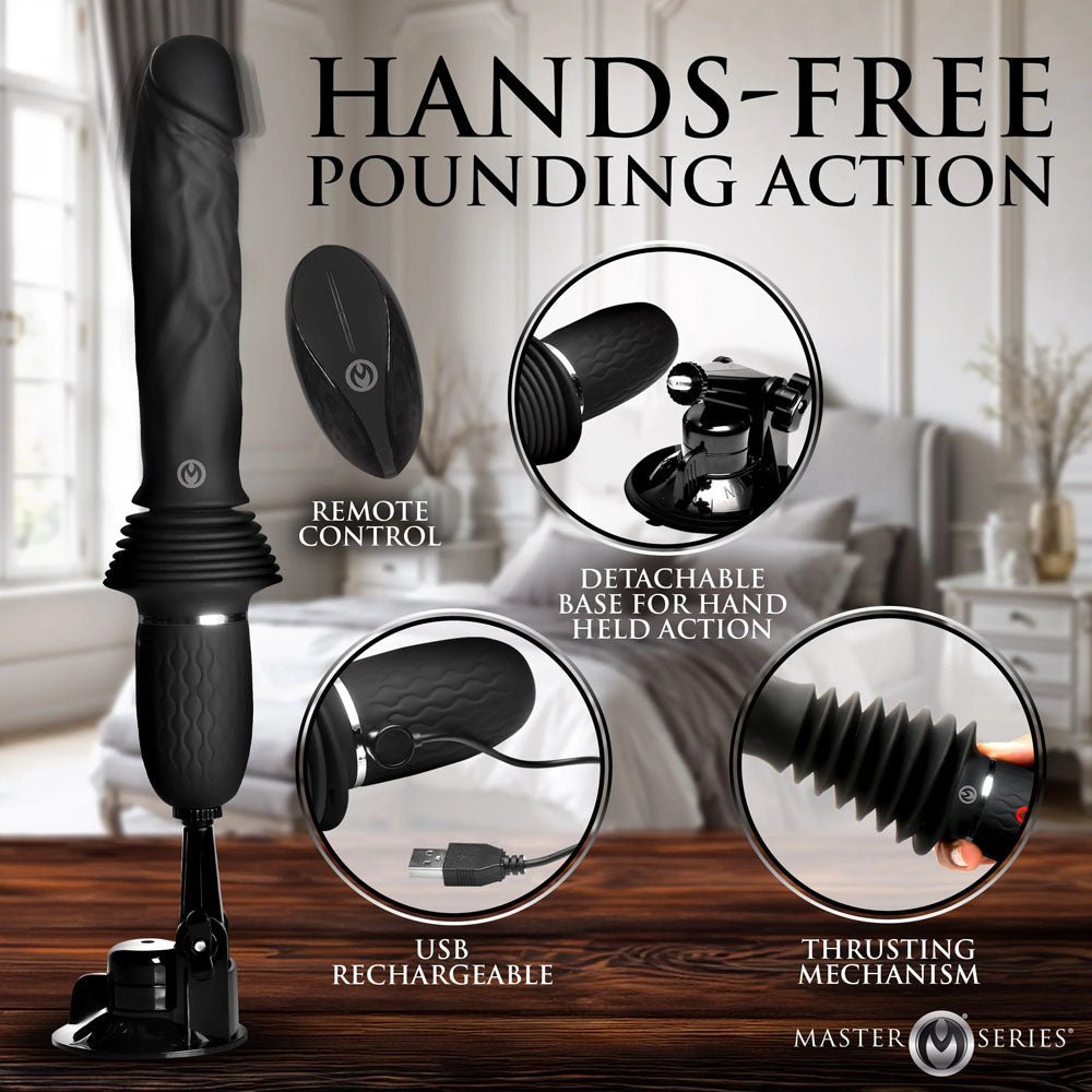 Master Series Ultimate Power Pounder - Black 30 cm USB Rechargeable Thrusting Vibrator XR Brands