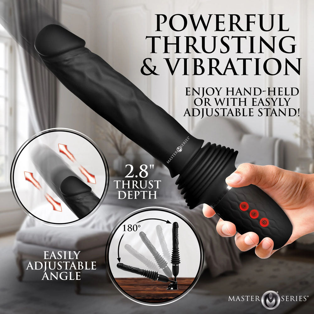Master Series Ultimate Power Pounder - Black 30 cm USB Rechargeable Thrusting Vibrator XR Brands