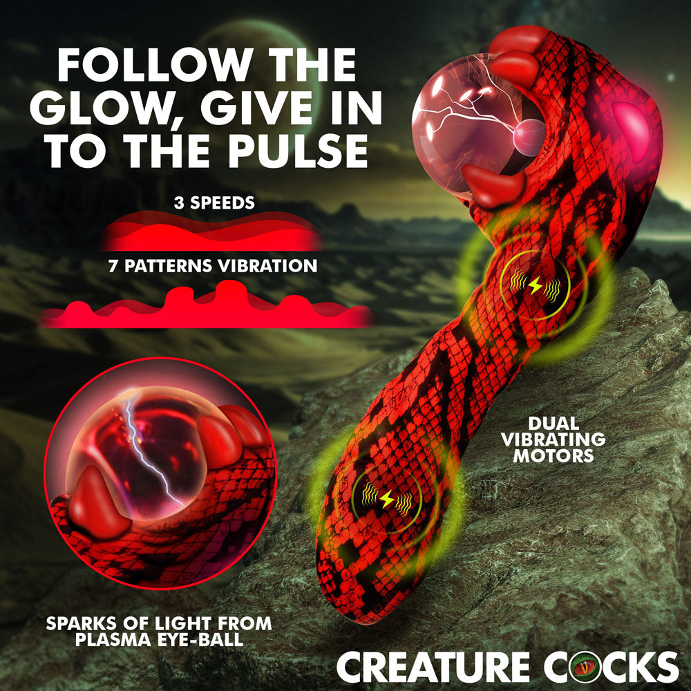Creature Cocks Cobra - Red 18.5 cm USB Rechargeable Fantasy Vibrator with Plasma Ball