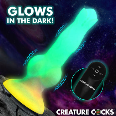 Creature Cocks Astro Cock - Glow In Dark 20.6 cm Vibrating Fantasy Dildo with Remote