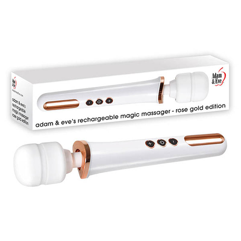 Adam & Eve Rechargeable Magic Massager - Rose Gold/White 33 cm USB Rechargeable Massager Wand Adam & Eve