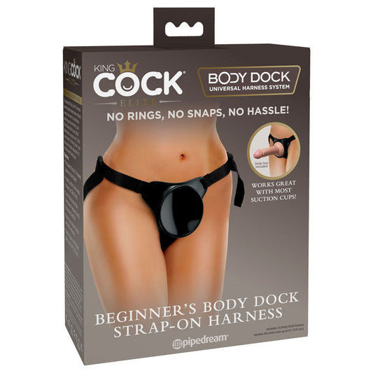 King Cock Elite Beginner's Body Dock Strap-On Harness - Black Adjustable Strap-On Harness (No probe included) Club X