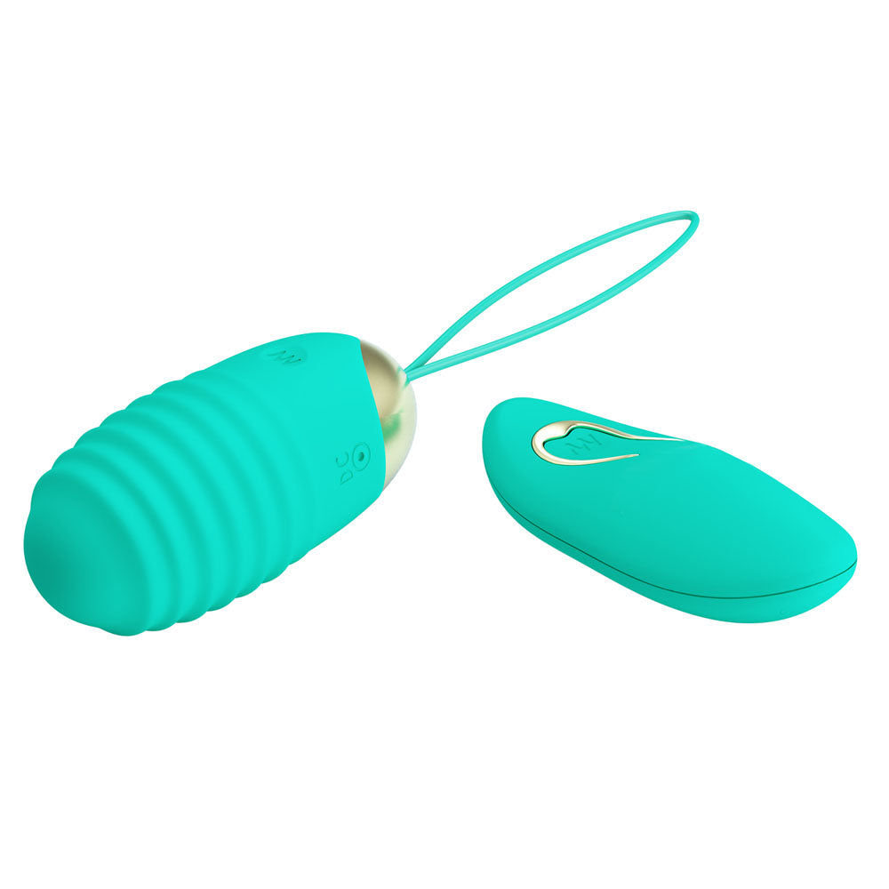 Party Up IAN Remote Egg - Teal - Teal USB Rechargeable Vibrating Egg with Wireless Remote Party Up
