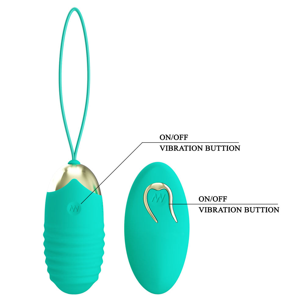 Party Up IAN Remote Egg - Teal - Teal USB Rechargeable Vibrating Egg with Wireless Remote Party Up