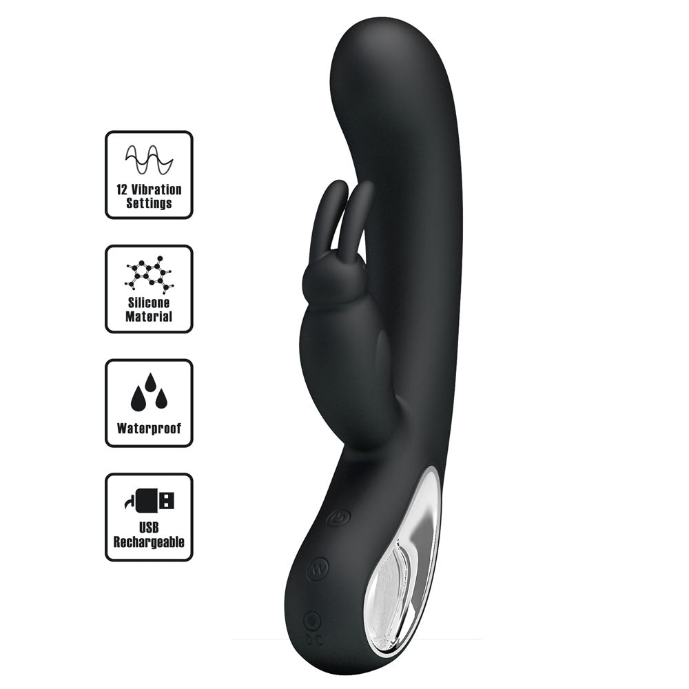 Party Up COLIN Rabbit Vibe - Black - Black 21 cm USB Rechargeable Rabbit Vibrator Party Up