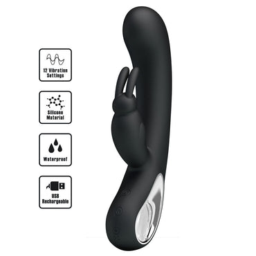 Party Up COLIN Rabbit Vibe - Black - Black 21 cm USB Rechargeable Rabbit Vibrator Party Up