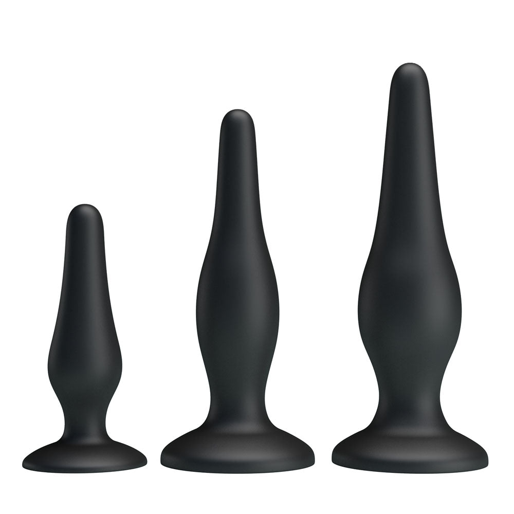 Party Up JERRY Butt Plug Set - Black Butt Plugs - Set of 3 Sizes Party Up