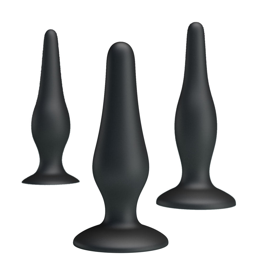 Party Up JERRY Butt Plug Set - Black Butt Plugs - Set of 3 Sizes Party Up