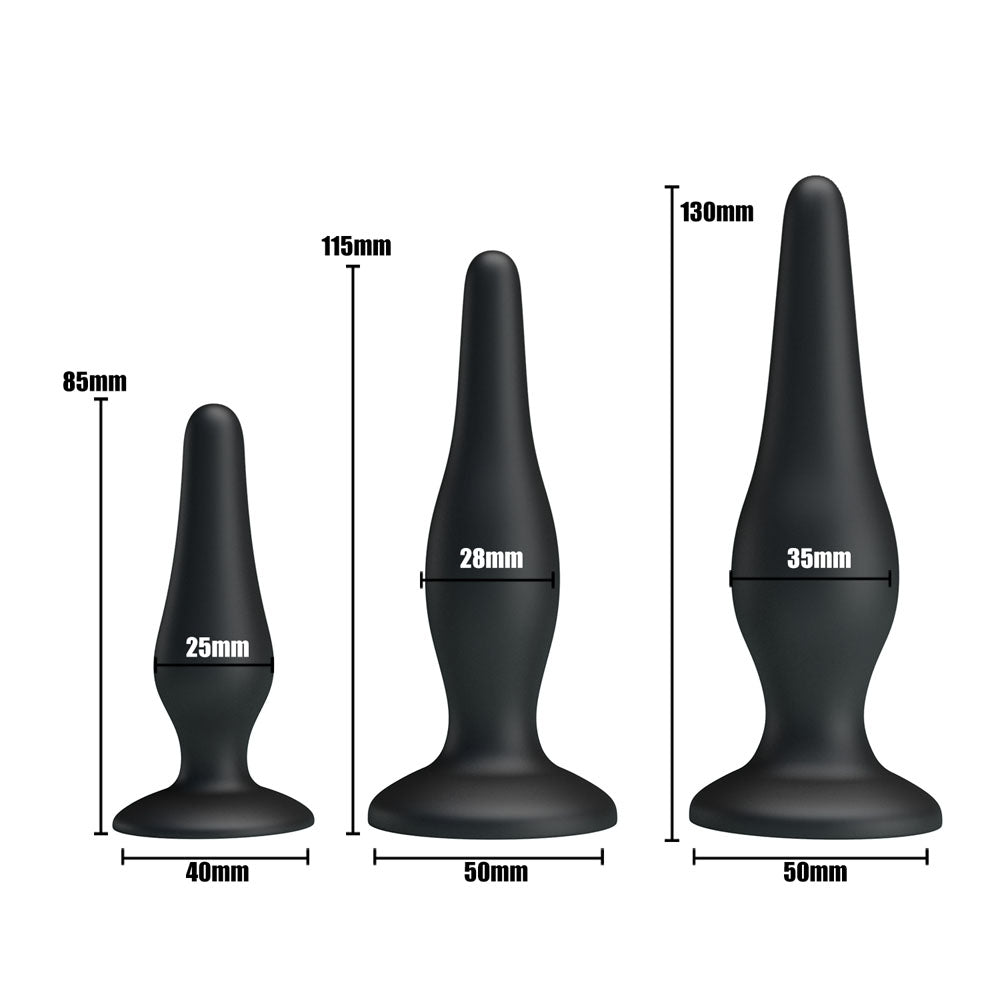 Party Up JERRY Butt Plug Set - Black Butt Plugs - Set of 3 Sizes Party Up