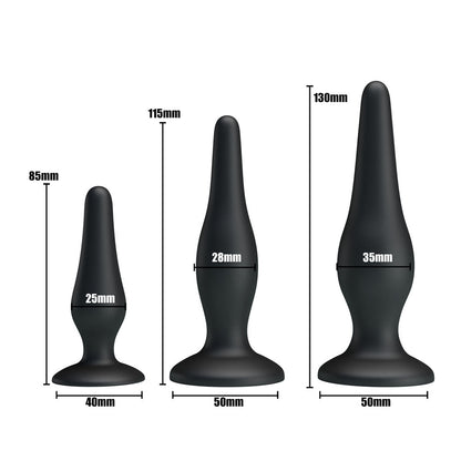 Party Up JERRY Butt Plug Set - Black Butt Plugs - Set of 3 Sizes Party Up
