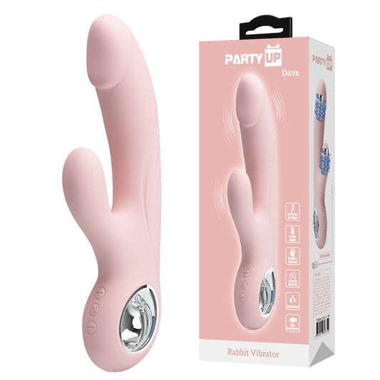 Party Up DAVE Rabbit Vibe - Pink - Pink 19 cm USB Rechargeable Rabbit Vibrator Party Up