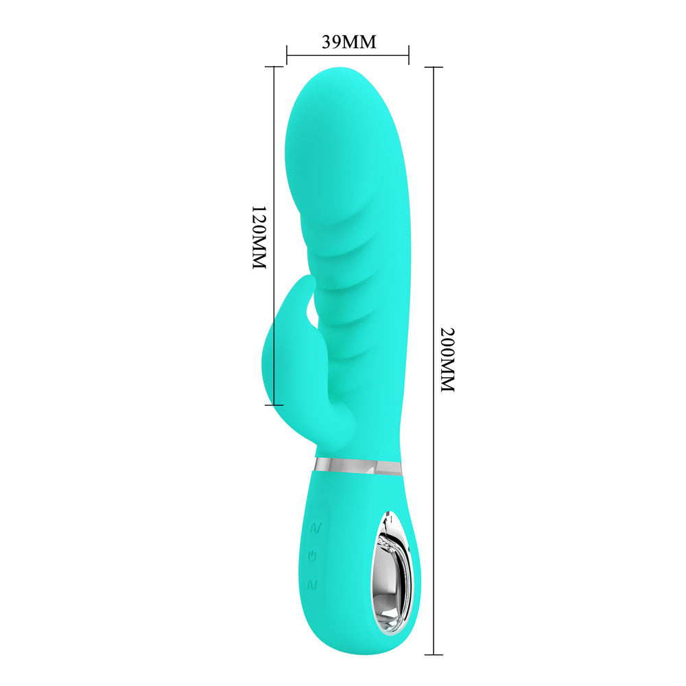 Party Up EDWARD Rabbit Vibe - Teal - Teal 20 cm USB Rechargeable Rabbit Vibrator Party Up