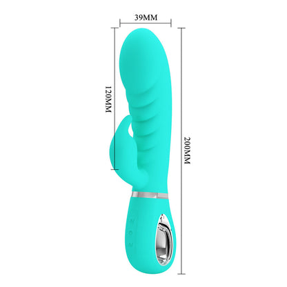 Party Up EDWARD Rabbit Vibe - Teal - Teal 20 cm USB Rechargeable Rabbit Vibrator Party Up