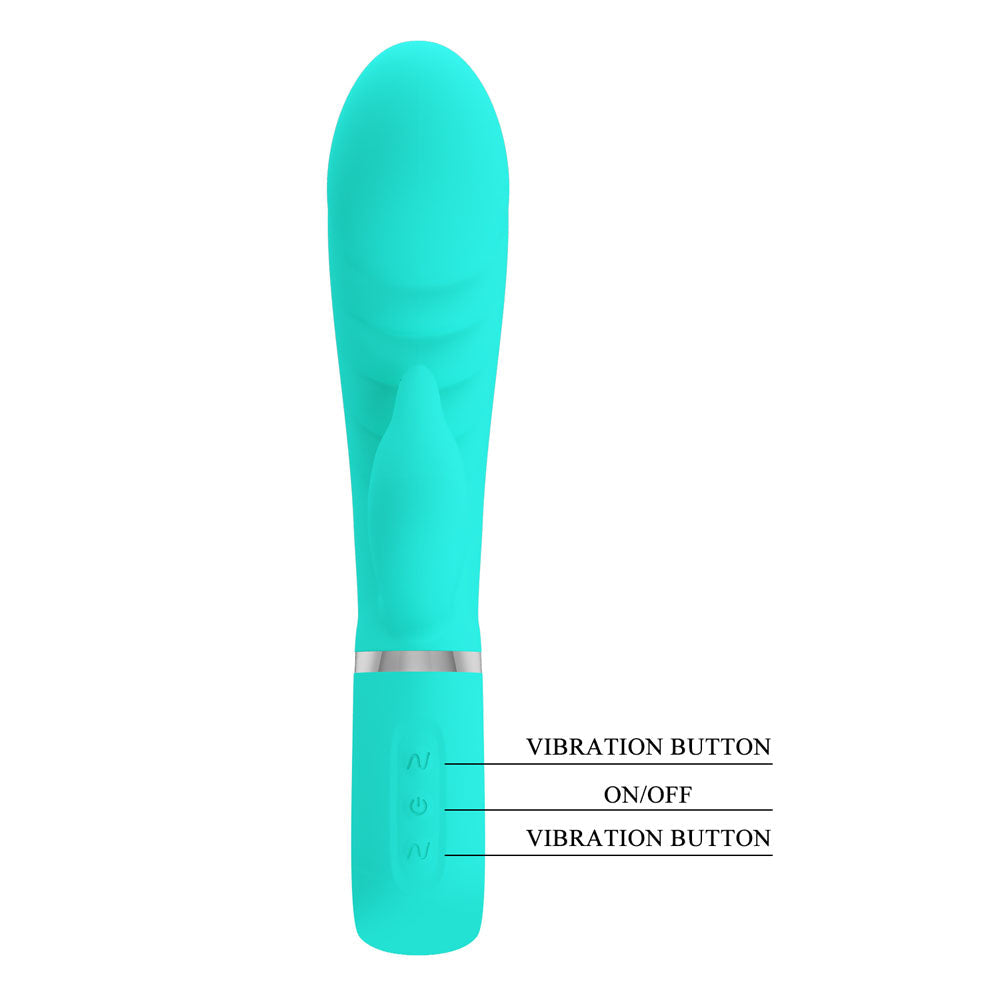 Party Up EDWARD Rabbit Vibe - Teal - Teal 20 cm USB Rechargeable Rabbit Vibrator Party Up