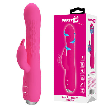 Party Up ERIC Rotating Beads Vibrator - Pink - Pink 20.5 cm USB Rechargeable Rabbit Vibrator with Rotating Bead Shaft Party Up