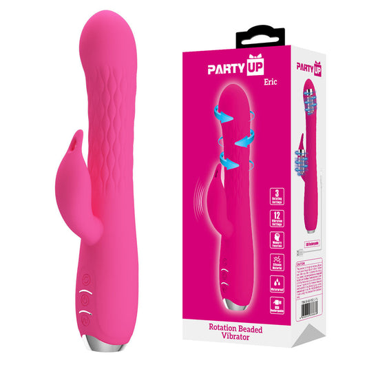 Party Up ERIC Rotating Beads Vibrator - Pink - Pink 20.5 cm USB Rechargeable Rabbit Vibrator with Rotating Bead Shaft Party Up